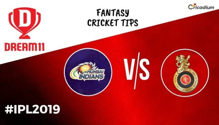 Dream 11 Prediction Today IPL Match 2019 MI vs RCB Fantasy Cricket Tips and Predicted XI