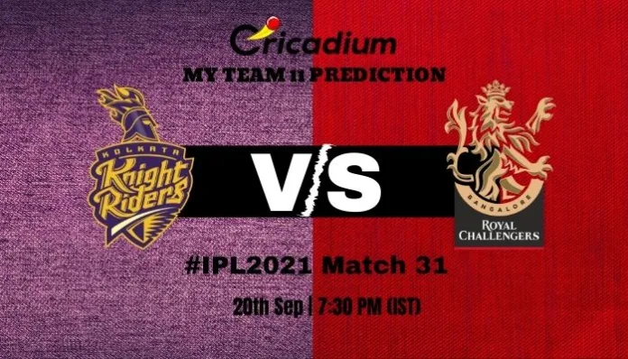 KKR vs RCB Myteam11 Prediction and best Pick for Today IPL 2021 Match 31 - September 20th, 2021