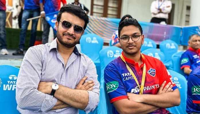 Delhi Capitals co-owner Ruchir Grandhi snapped with former Indian captain Saurav Ganguly at the WPL