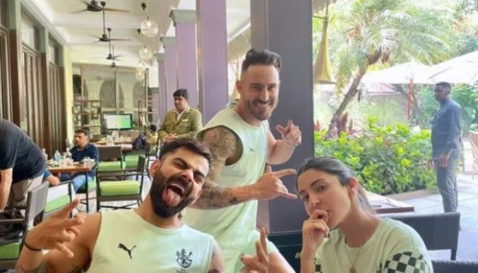 Virat, Anushka and Faf Du Plessis spend quality time off the field; photo goes viral