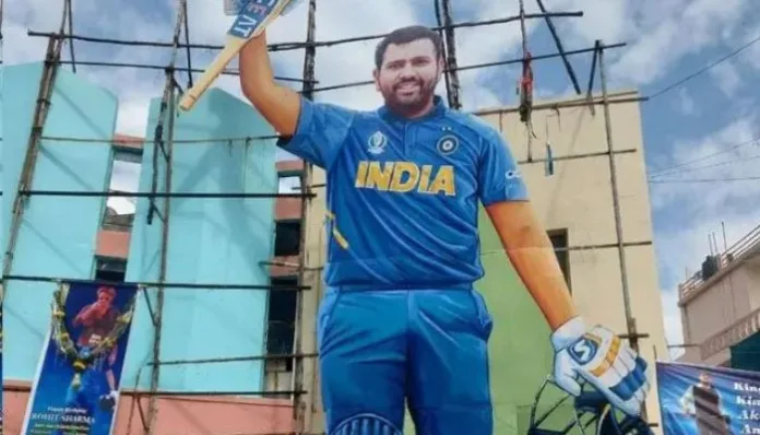 Fans go berserk on Rohit Sharma’s birthday, create a 60-feet large cutout of the batter