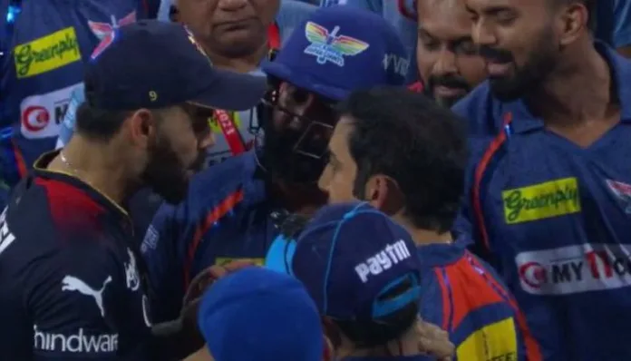 Sore loser Gambhir intervenes when Virat and Mayers were chatting; involves in a heated chat with Virat Kohli