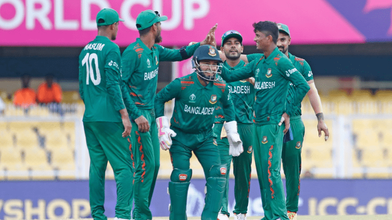 Bangladesh gets knocked out of the 2023 World Cup after losing to Pakistan.