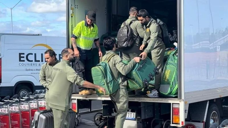 Rare Sighting: Pakistan Cricket Team Takes Charge, Loading Luggage Upon Arrival in Australia