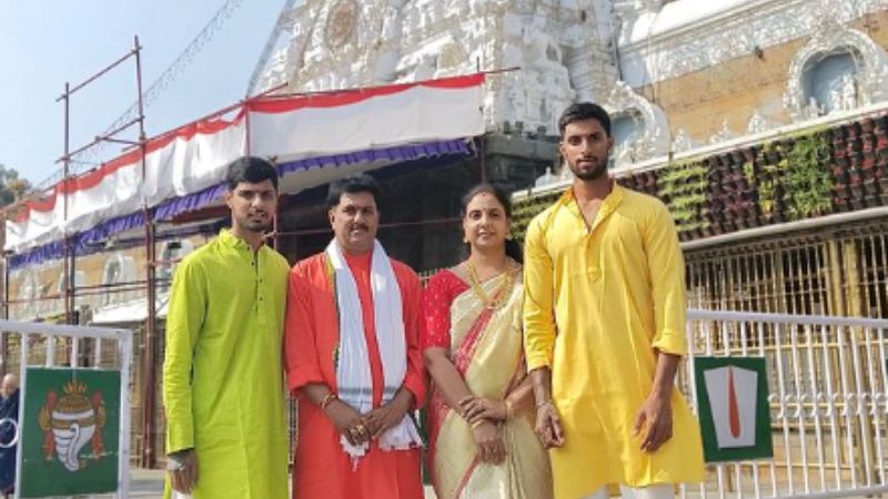 Tilak Varma Seeks Blessings at Tirupati Balaji Temple After Ranji Trophy Plate Group Championship Triumph