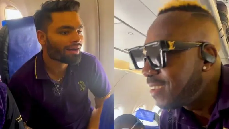 Rinku Singh, Andre Russell face-off singing SRK's 