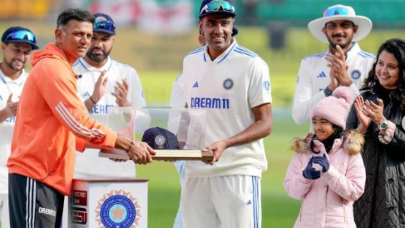 Rahul Dravid Presents Special 100th Test Cap to Ashwin; Wife and Daughters Join Momentous Occasion