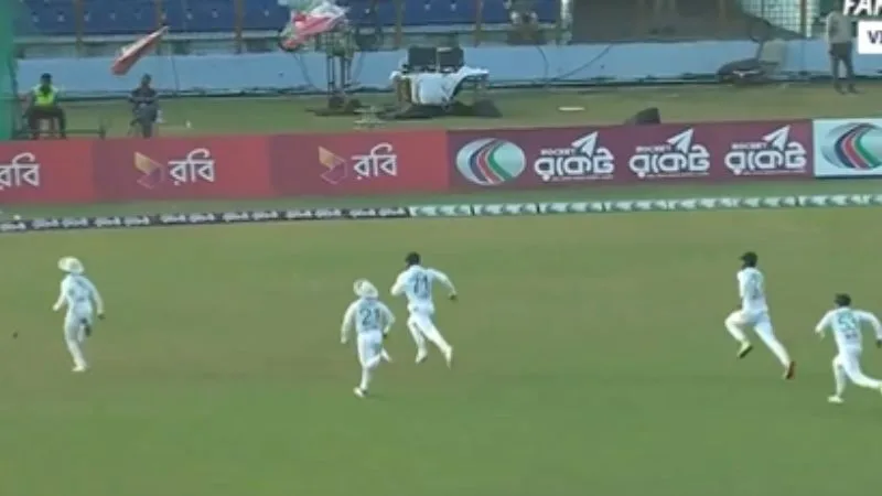 Five Fielders in Pursuit Near Boundary During BAN vs SL 2nd Test